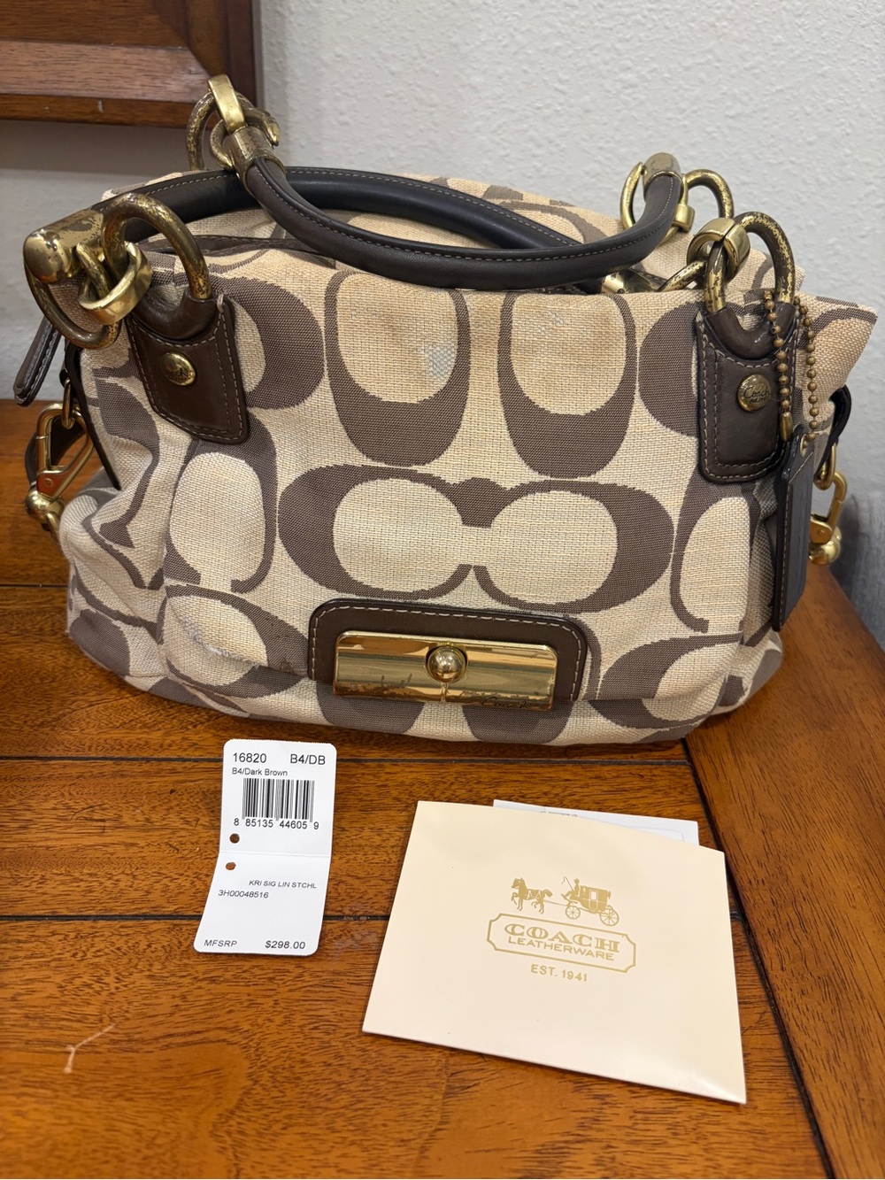 Vintage Coach Kristin Signature Linen Satchel 2011